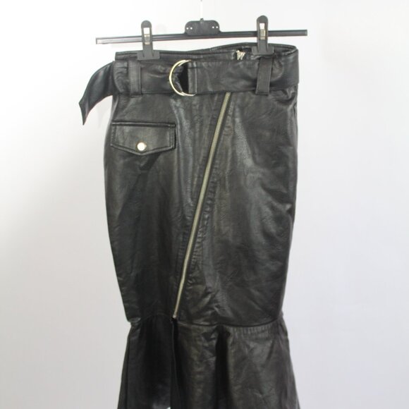 Women's HM Black Pencil Pleather Skirt Size 4 - Picture 2 of 14